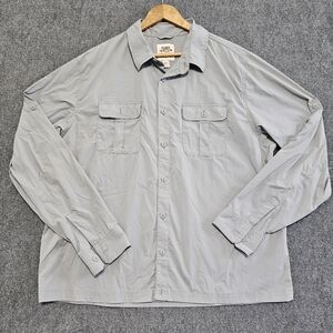 Blake Shelton Lands End Gray Nylon Fishing Shirt Men XLT Long Sleeve Outdoor